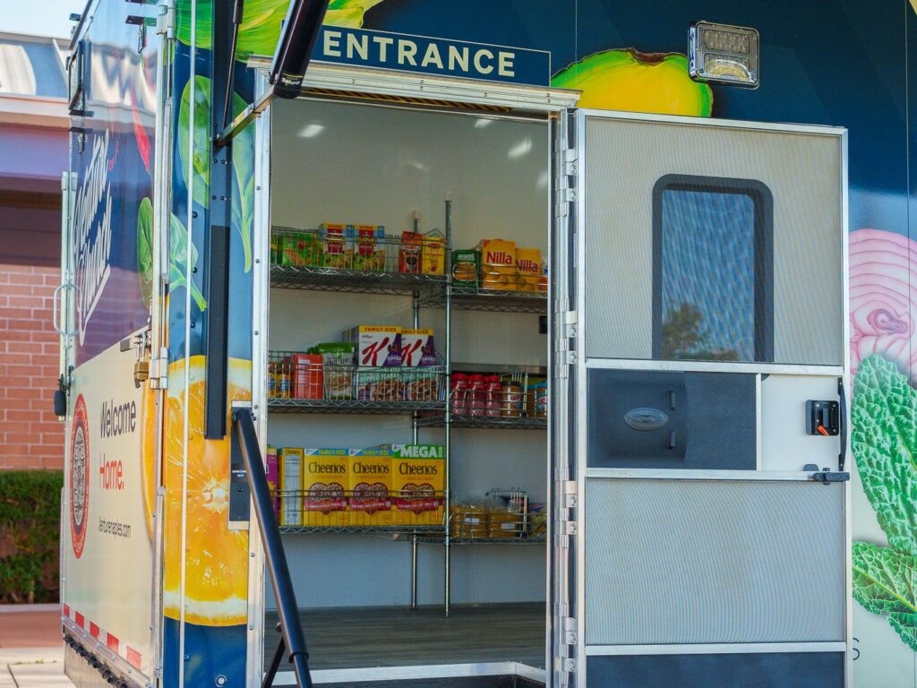 mobile grocery store trailer - racks